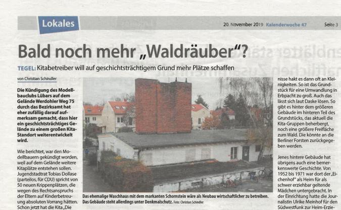 Berliner Woche berichtet über Pläne der KITA Waldräuber Berliner Woche berichtet über Pläne der KITA Waldräuber-1
